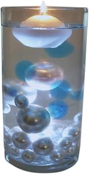 Floating Blue Gels - with Transparent Water Gels Packet - Fills 1 Gallon for Your Vases The White Pearls are Sold Separately.