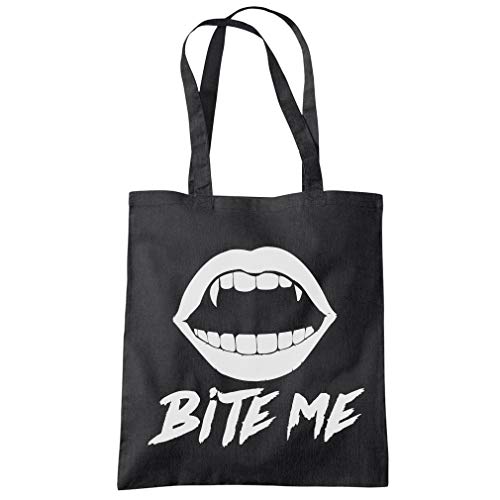 HotScamp Bite Me - Vampire - Tote Shopping Bag - The Originals Horror Halloween - black