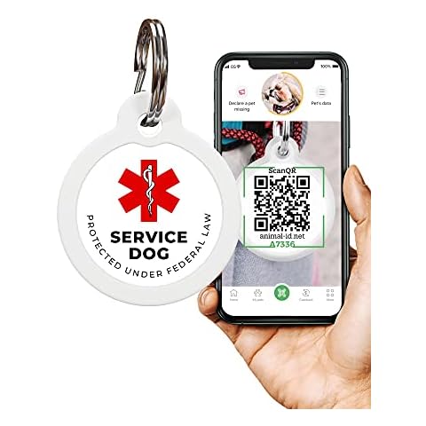 ROVERTAGS QR Code Pet Tag Service Dog ID - ESA - Emotional Support Service Dog Name Tags (Service Dog, L) Cover