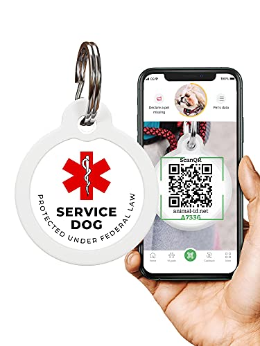 ROVERTAGS QR Code Pet Tag - ESA Emotional Support Service Dog Name Tags (L)