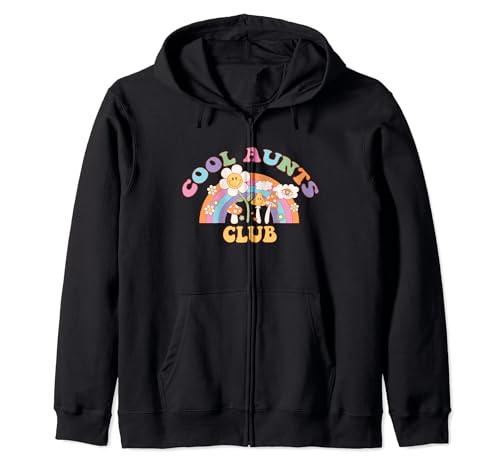 Cool Aunts Club Divertente Colorato Arcobaleno Retro Zia Groovy Felpa con Cappuccio