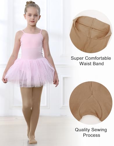 Stelle Girls Ballet Dance Students School Footed Tight (Toddler/Little Kid/Big Kid)(Tan,6-8 Years)