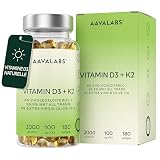 Vitamine D3 K2 avec de l'Huile d’Olive Vierge - Vitamine D3 2000 UI et Vitamine K2 MK7 100 μg pour Os, Muscles, Système Immunitaire - Vitamine D Vitamine K sans OGM, Gluten et Lactose - 180 Gélules