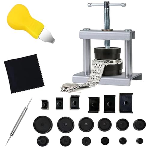 XMSHYODSM Watch Press Tool Set Watch Back Case Closer for Closing The Cover Watchs Battery Replacement Tools Kit Press Tools Watchs Repair Set with 18 Dies for Watches with A Pry Opening
