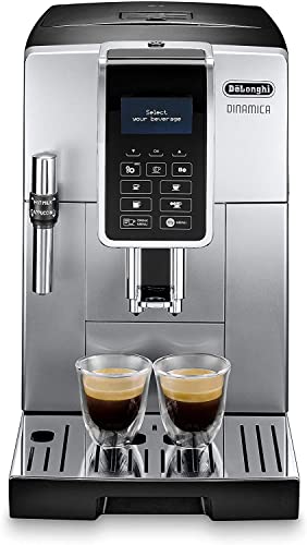 De'Longhi Dinamica ECAM 350.35.SB Kaffeevollautomat mit Profi-Milchaufschäumdüse, Klartext Digitaldisplay, 2-Tassen-Funktion, Silber & Milchkännchen DLSC060, 350 ml, Edelstahl – Bild 4
