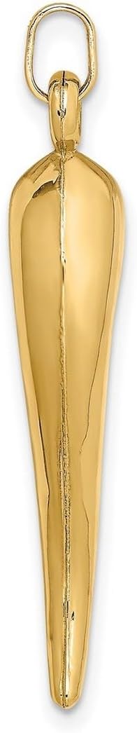 JewelryWeb 14k Yellow Gold Polished Hollow Italian Horn Charm 33x8mm Wide Pendant Necklace for Women - Image 3