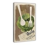 ZJIXAOSD Póster de comida verde, mural vintage de comida vegetariana, lienzo de dieta a base de plantas, pósteres e impresiones estéticas para decoración de habitación, dormitorio, oficina, 60 x 90 cm