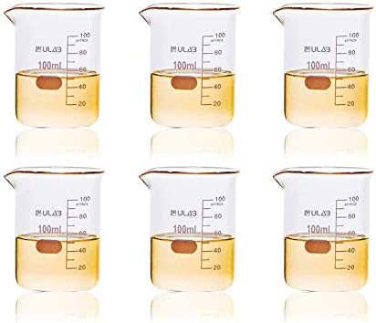 ULAB Scientific Glass Beaker Set, 3 Sizes 50ml 100ml 250ml, 3.3 Boro Griffin Low Form with Printed Graduation, UBG1001