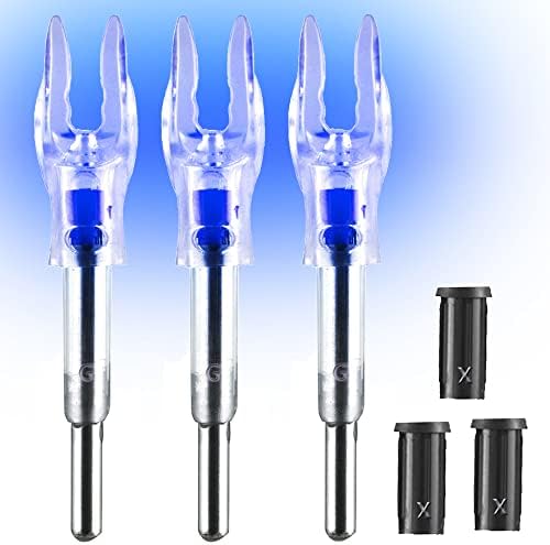 KEAUP G/4.2mm Lighted Nocks for Arrows with .165".204" Inside Diameter 3PCS with X Bushings,Screwdriver Included (Blue)