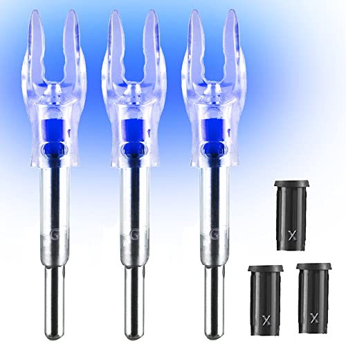 Keaup G/4.2Mm Lighted Nocks For Arrows With .165".204" Inside Diameter 3Pcs With X Bushings,Screwdriver Included (Blue) #TOP21