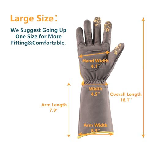 COOLJOB Thorn Proof Rose Pruning Garden Gloves for Women, Long Sleeve Padded Yard Work for Bush, Blackberry, Cactus, Heavy Duty/Puncture Resistant/Machine Washable, Large, Yellow