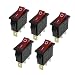 AC 16A/250V 20A/125V 3 Pin 2 Position Red Light Illuminated On Off SPST Boat Rocker Switch x 5 Pcs