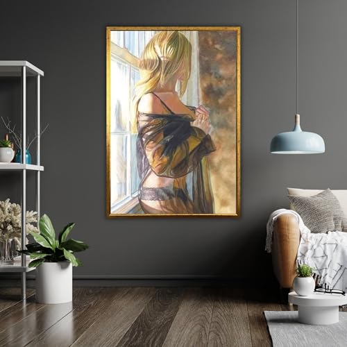 Peinture sur toile de fille moderne XINBAO 80x120 cm décoration sexy encadrée