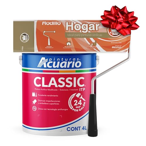 La Mejor Selección de Pintura ecológica interior comprados en linea. 28 Pinturas Acuario Classic Pintura Vinil Acrilica Modificada Interiores y Exteriores Ecologica Formula Mejorada 6 Años Color Blanco Galon 4 Litros Con Rodillo De Baja Densidad Ideal...
