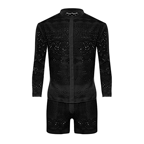 Chemise manches longues et short ensemble homme en coton léger pour le sport et les loisirs
