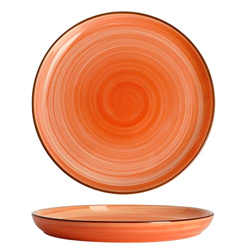 Sweese 164.606 Porcelain Round Dinner Plates - 10 Inch - Set Of 6, Orange #TOP1