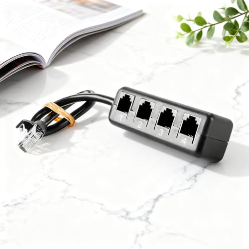 Ausi Ethernet RJ45-zu-RJ11-Konverter, 1 Stecker auf 4 Buchsen, für Netzwerkanschluss zum Telefonanschlussdienst