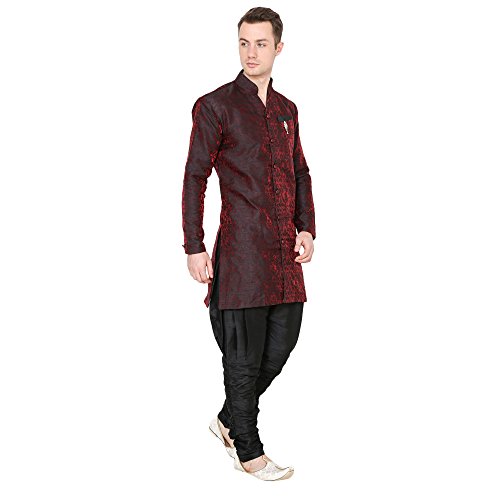 Image of Royal Kurta Men's Jacquard Silk Floral Print Indowestern Sherwani