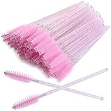 PLABBDPL Rosa Wimpernbürsten Einweg, 100pcs Kristall WimpernkammWimpernbürstchen, Kosmetik Pinsel für Wimpern und Augenbrauen, Biegbar, Pinsel Mascara Zauberstäbe zum Kämmen und Verlängern der Wimpern