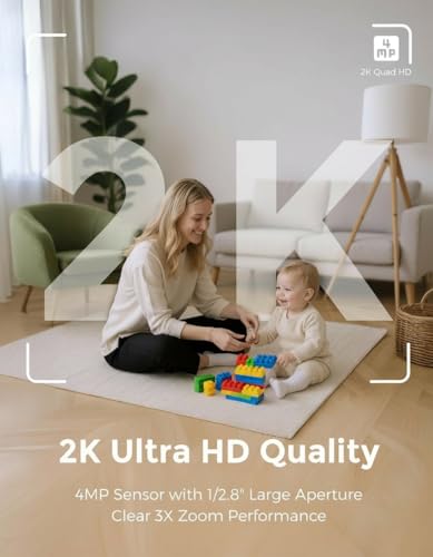 Image of Devo Indoor Security Camera for Home, 2K 360 Pan-Tilt Pet Dog Baby Monitor Camera with Phone App, WiFi Smart Camera Motion Detection, Color Night Vision, 2-Way Audio, 256GB SD White