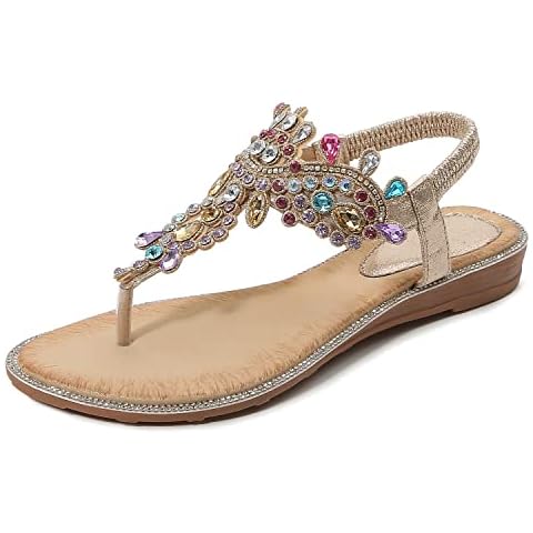 iCKER Bohemian Beaded Strap Flat Sandals Cover