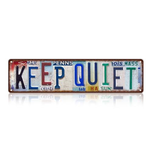 Vintage Keep Quiet Metal Tin Signs Wall Decor