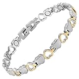 Willis Judd Womens Love Heart Magnetic Therapy Ankle Bracelet for Arthritis Pain Relief Size Adjusting Tool and Gift Box Included