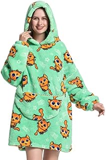 Hoodie Blanket for Women Oversized Fleece Blanket Snuggle Sweatshirts Fluffy Sherpa Pullover with Giant Pocket Winter Warm Wearable Blanket (Panda)