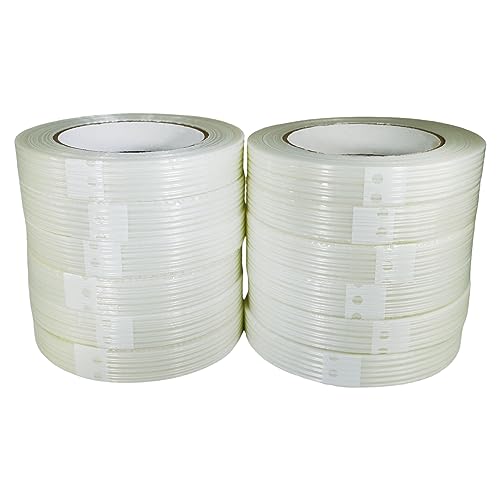GGR Supplies Fil-810 Fiberglass Reinforced Heavy Duty Mono/Uni-Directional Filament Strapping Tape with Rubber Adhesive. 60 Yards (12, 3/4" (18mm) X 60 Yds)