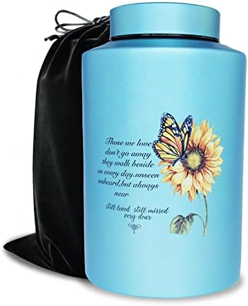 Large Urns for Adult Male Female Ashes, Up to 220 lbs Decorative Cremation Urn for Human Ashes(Sunflower)