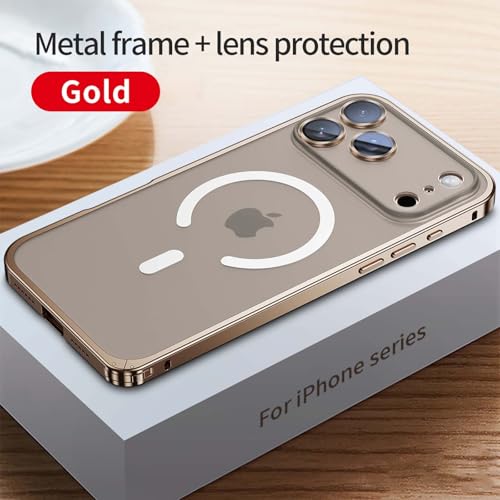 Protection iPhone 17 Pro coque métal dorée transparente avec aimant intégré - 2