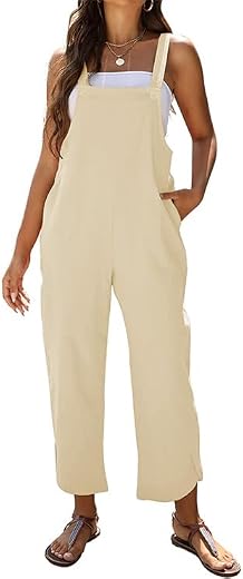 AMEBELLE Women's Sleeveless Cotton Linen Overalls Rompers Baggy Wide Leg Jumpsuits