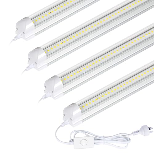 TONGLIN LED Tube Light, 4Pack 60cm LED Shop Light 18W, T8 V-Shaped 6500K 2000LM Daylight Bulb, Plug and Play Linkable Shop Lights for Room, Garage, Workbench, Warehouse