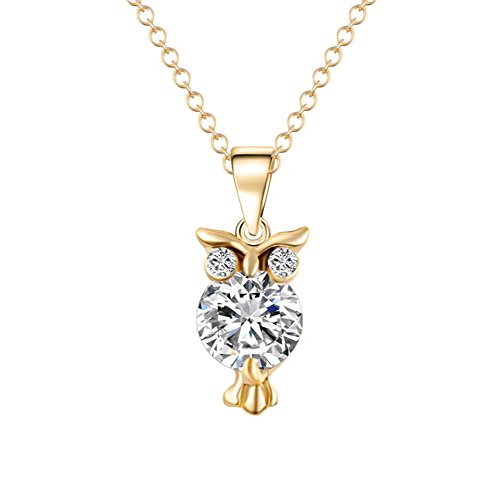 Preisvergleich Produktbild Ogquaton Frauen Halskette Nette Eule Diamant Anhänger Lange Kette Halskette Kragenchoker Halskette Schmuck Goldene Langlebig und Nützlich