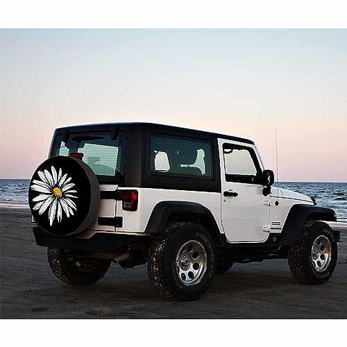 MIYASANG Daisy Spare Tire Cover White Yellow Flower Vintage Art Nature Abstract Autumn Weatherproof Universal Wheel Protectors Camper Tire Covers for Trailer Rv Travel(17 inch) by MIYASANG - Image 5