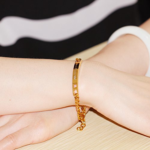 Uloveido Gold Plated Cool Titanium Cuban Chain Bracelet Set With Pink Blue Cubic Zirconia - Charm His And Hers Matching Bracelets For Couples Sn123 (Gold Couples Bracelets/King Queen) #TOP1