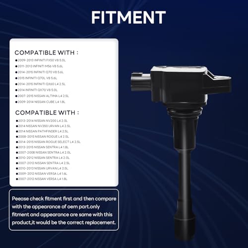 GAGOLCAR UF549 5C1753 Ignition Coil (Set of 1) Compatible with Nissan Sentra Altima Cube Rogue Versa Infiniti FX50 M56 QX60 NV200 NV350 Pathfinder L4 1.6L 1.8L 2.5L 5.0L 5.6L Replacement for C1696 by GAGOLCAR - Used condition - Image 5