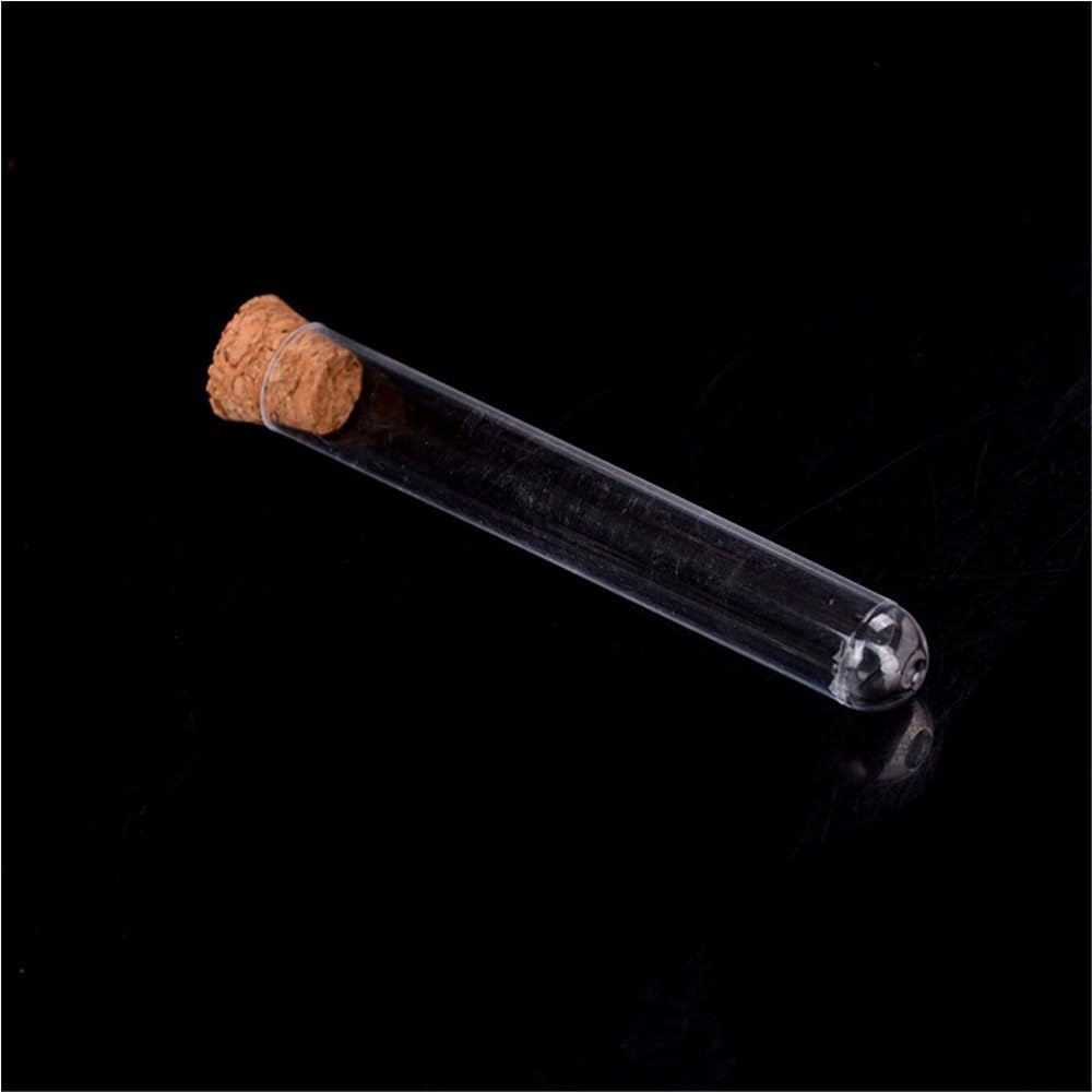 Tubos de almacenamiento de muestras 100 tubos de ensayo plástico con tapón corcho transparente, 16 x mm, cristalería laboratorio for experimentos, great for exhibiciones