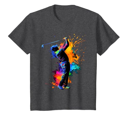 Colorful Golfer Golf Golfing T-Shirt, Youth, Dark Heather Grey, 4T