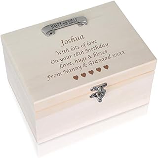 De Walden Boys 18th Birthday Gift Engraved Pine Keepsake Memory Box Eighteenth