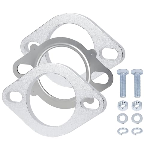 SVULK 2-Bolt 3 inch/77mm Exhaust Flange & Stainless Steel Exhaust Gasket with Bolts & Nuts for Automotive Replacement Exhaust Flanges