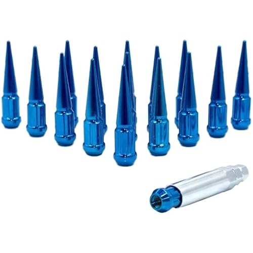 Wheel Accessories Parts 20 Pcs M12x1.5 12x1.5 Thread Spike Spline 3.35" Long Lug Nuts Blue Car Spline Hex Fits Many Chevy Honda KIA Hyundai Passenger Vehicles - Aftermarket Wheels
