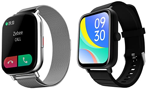 Image of ZEBRONICS ZEB-FIT7220CH Bluetooth Smart Watch,4.4cm & Heart Rate Monitor, IP67 Waterproof (Metallic Silver) & DRIP Smart Watch with Bluetooth Calling, 4.3cm (1.69 inch), 10 Built-in & 100+ Watch Faces