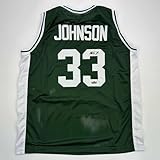 Facsimile Autographed Earvin Magic Johnson Michigan State Green Reprint Laser Auto College Basketball Jersey Size Men's XL