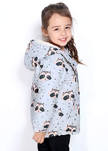 SOLOCOTE Girls Winter Sherpa Lined Coats Thick Kids Toddler Warm Hooded Puffer Jackets 170761-Grey-3-4T - Thumbnail 3
