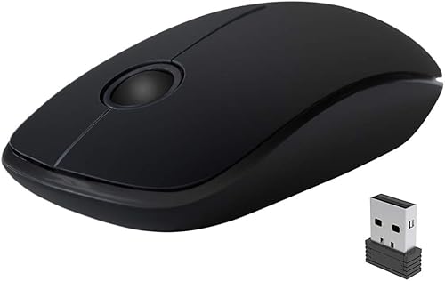 NexiGo Mouse inalámbrico, mouse delgado 2.4G, mouse óptico portátil de oficina con receptor USB, mouse inalámbrico de viaje para laptop,