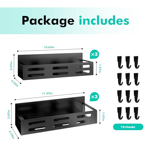 SETBAOO 6 Pack Magnetic Spice Rack for Refrigerator Set, Black Magnetic Shelf and Fridge Kitchen Cabinet Organizers Storage Seasoning Organization Mini Shelves. by SETBAOO - Image 2