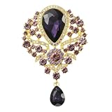PATIKIL 1 Pcs Broche Grande De Strass, Broche Vintage Ramo De Cristal Morado Para Mujeres Bodas Fiestas De Novias Cumpleaños Banquetes Baile Decoración, Morado (3.5x2.2 Pulgadas)