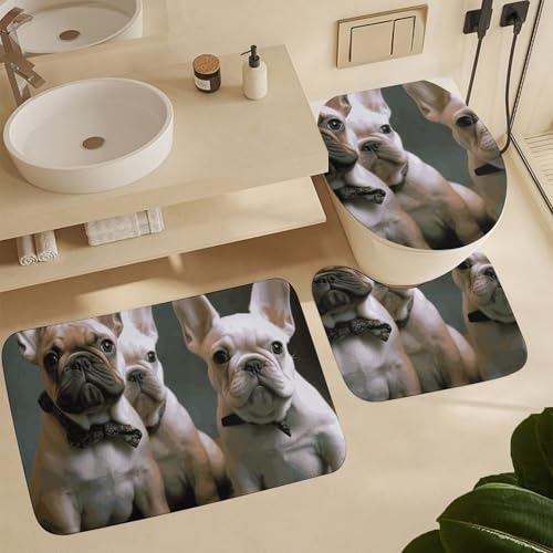Rideaux de douche bouledogue français : ensemble haut de gamme tapis de bain chic - 7