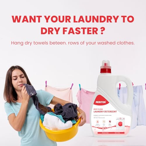 Image of Meriton Deep Clean Laundry Detergent-3 Liter Bottle (Pack of 2)| For Hand & Machine Wash | 100% Dye-Free |Safe for Colored Fabrics & Sensitive Skin|Fights 15 Tough Stains with 10X Power Clean